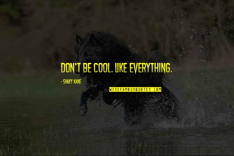 Cool Art Quotes By Shaky Kane: Don't be cool. Like everything.