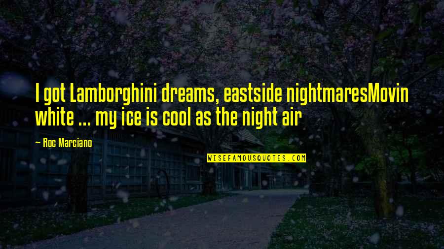 Cool As Ice Quotes By Roc Marciano: I got Lamborghini dreams, eastside nightmaresMovin white ...