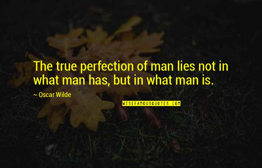 Cool Buddies Quotes By Oscar Wilde: The true perfection of man lies not in