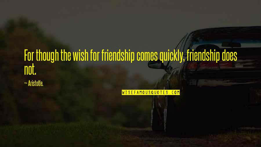 Cool Chick Quotes By Aristotle.: For though the wish for friendship comes quickly,