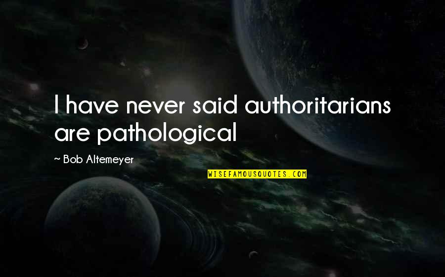 Cool Clothing Quotes By Bob Altemeyer: I have never said authoritarians are pathological