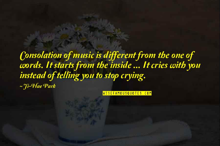 Cool Cooking Quotes By Ji-Hae Park: Consolation of music is different from the one