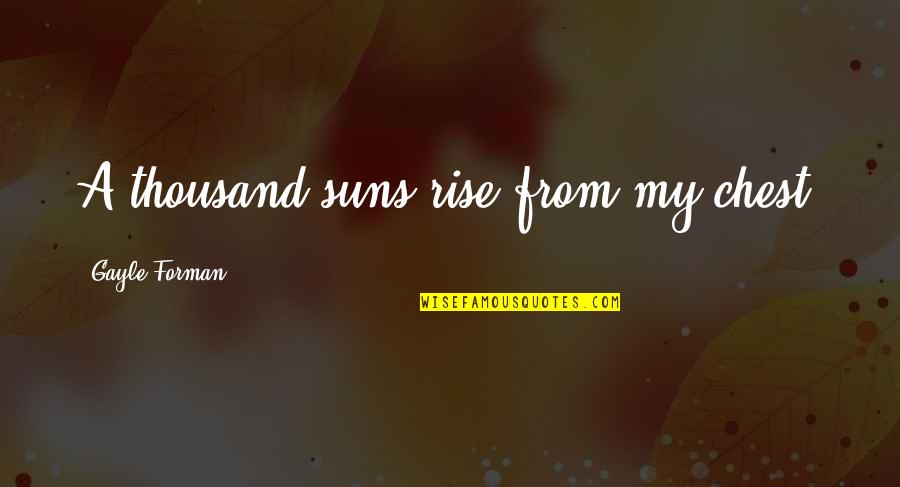 Cool Cryptic Quotes By Gayle Forman: A thousand suns rise from my chest.