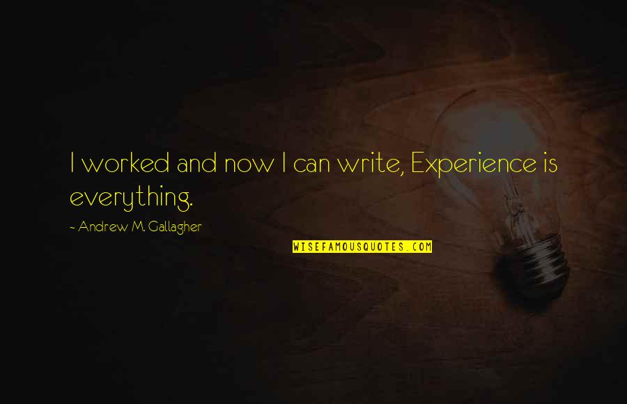 Cool Fashionable Quotes By Andrew M. Gallagher: I worked and now I can write, Experience