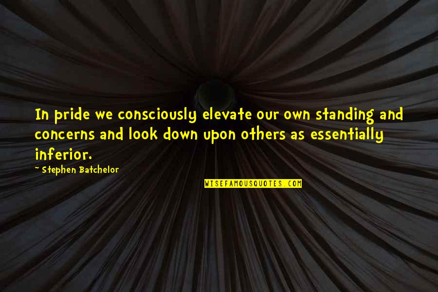 Cool Hacker Quotes By Stephen Batchelor: In pride we consciously elevate our own standing