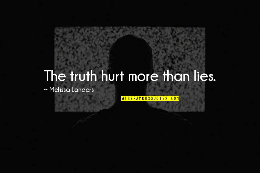 Cool License Plates Quotes By Melissa Landers: The truth hurt more than lies.