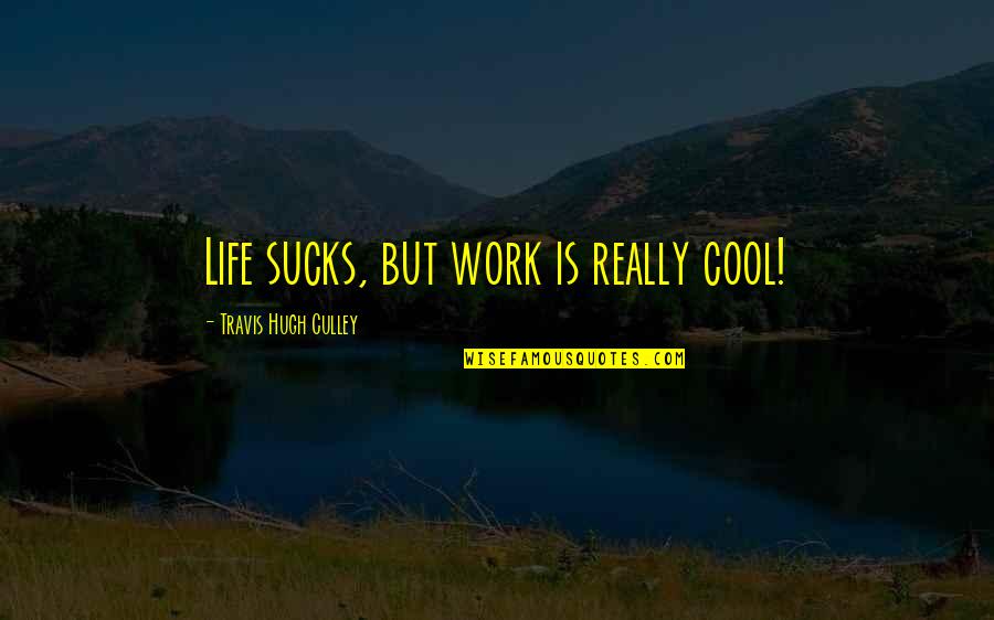 Cool Life Quotes By Travis Hugh Culley: Life sucks, but work is really cool!
