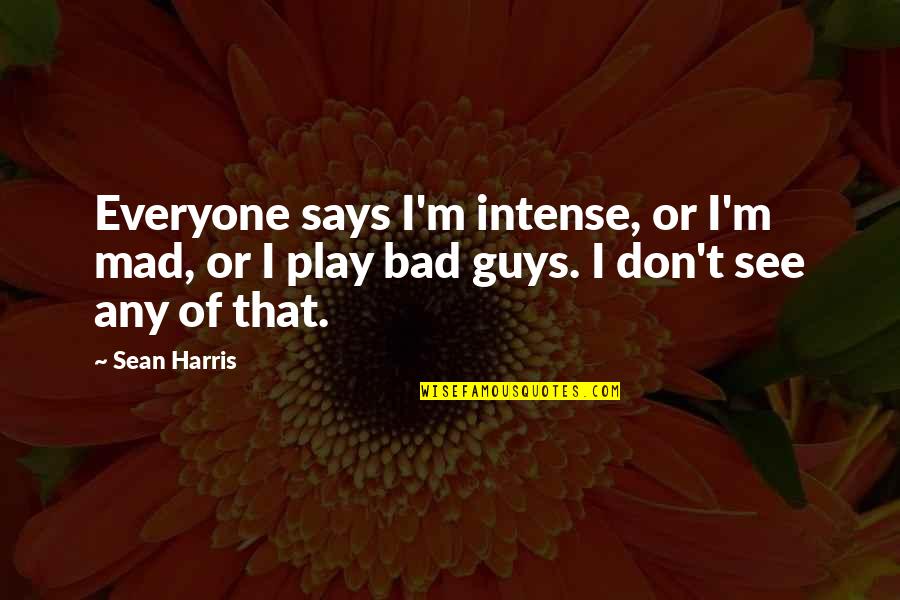 Cool Wakeboard Quotes By Sean Harris: Everyone says I'm intense, or I'm mad, or