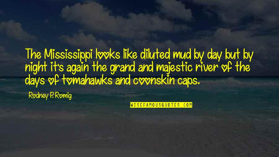 Coonskin Quotes By Rodney P. Romig: The Mississippi looks like diluted mud by day