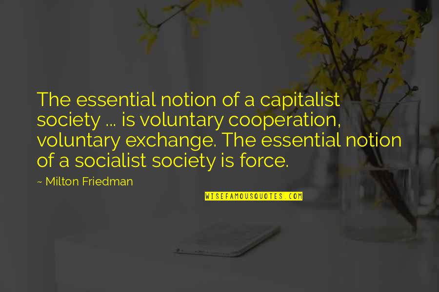 Cooperation Quotes By Milton Friedman: The essential notion of a capitalist society ...