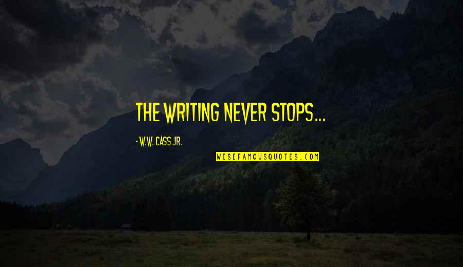 Cooray Dilrukshie Quotes By W.W. Cass Jr.: The Writing never stops...