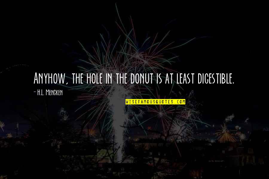 Cop And Donut Quotes By H.L. Mencken: Anyhow, the hole in the donut is at