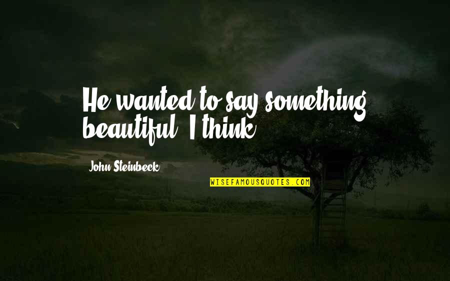 Copertini Quotes By John Steinbeck: He wanted to say something beautiful, I think. Copertini Quotes By John Steinbeck: He wanted to say something beautiful, I think.