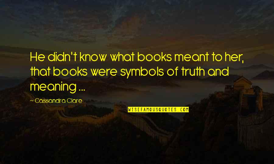 Coperto Quotes By Cassandra Clare: He didn't know what books meant to her,