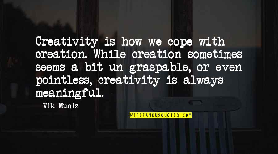 Cope's Quotes By Vik Muniz: Creativity is how we cope with creation. While