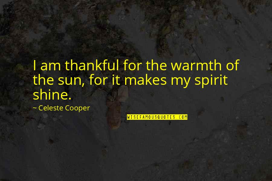 Coping With Pain Quotes By Celeste Cooper: I am thankful for the warmth of the