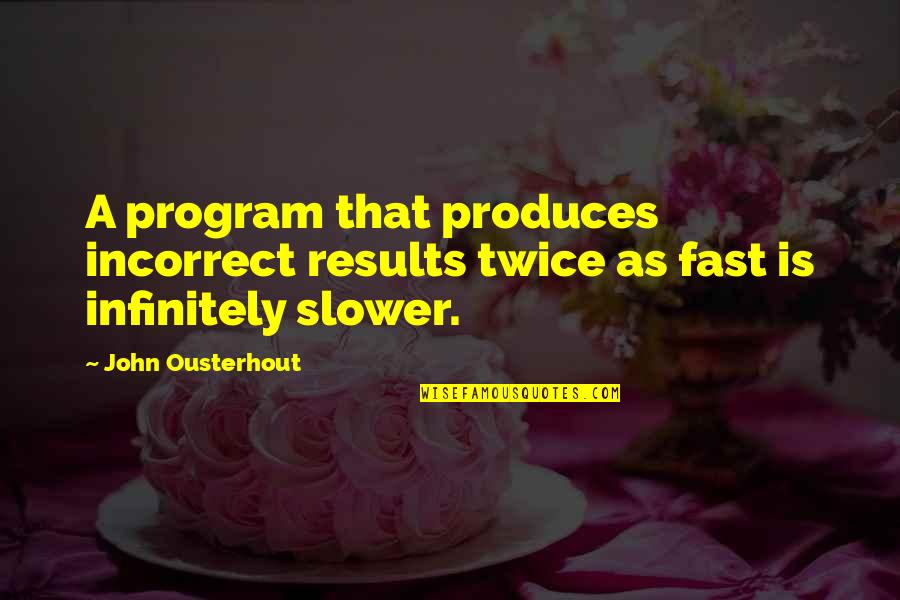 Coppin Quotes By John Ousterhout: A program that produces incorrect results twice as