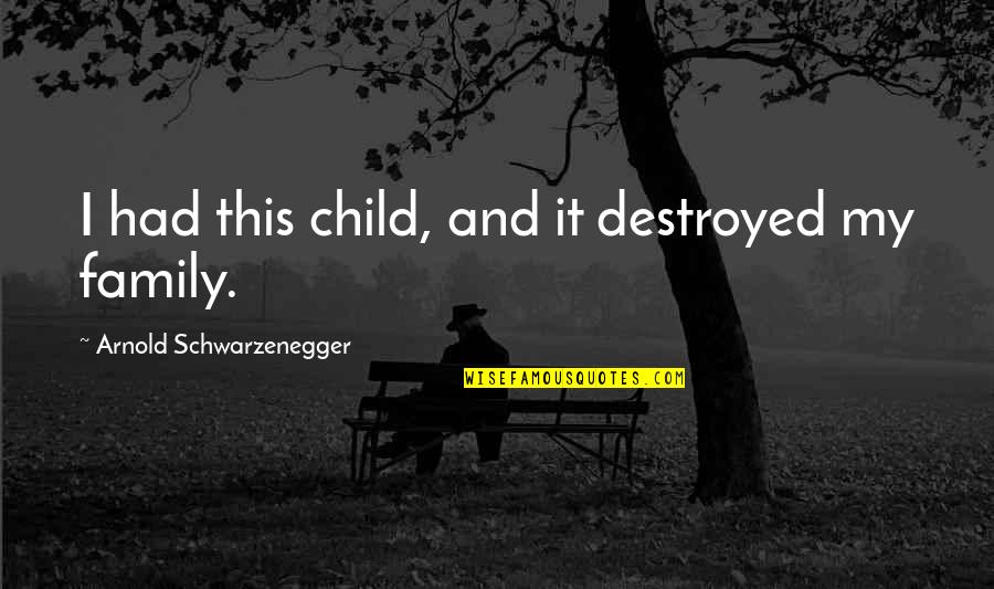 Coradorables Quotes By Arnold Schwarzenegger: I had this child, and it destroyed my Coradorables Quotes By Arnold Schwarzenegger: I had this child, and it destroyed my