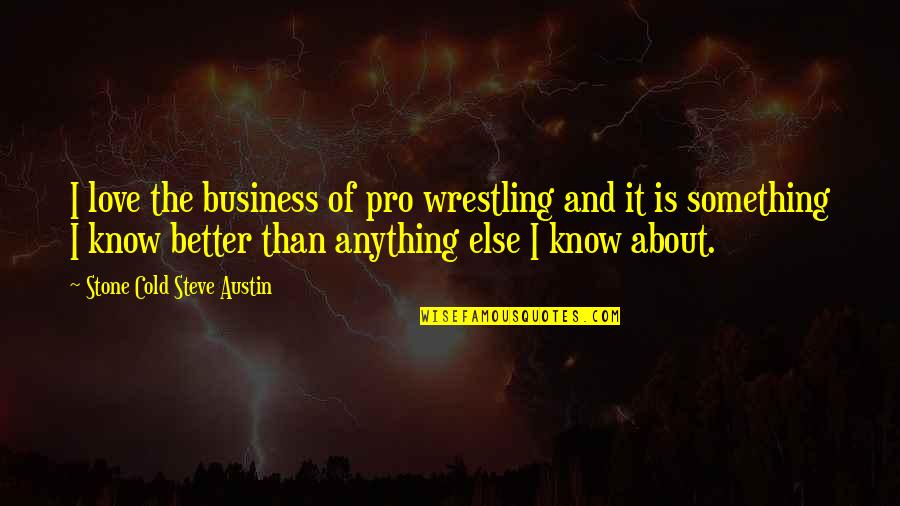 Coraz C3 B3n Quotes By Stone Cold Steve Austin: I love the business of pro wrestling and Coraz C3 B3n Quotes By Stone Cold Steve Austin: I love the business of pro wrestling and
