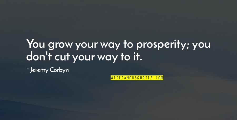 Corbyn's Quotes By Jeremy Corbyn: You grow your way to prosperity; you don't