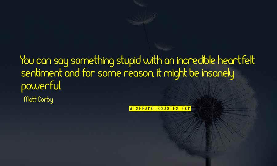 Corby's Quotes By Matt Corby: You can say something stupid with an incredible
