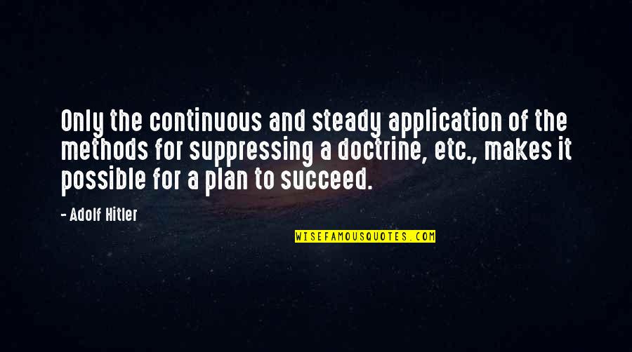 Corcione Panama Quotes By Adolf Hitler: Only the continuous and steady application of the