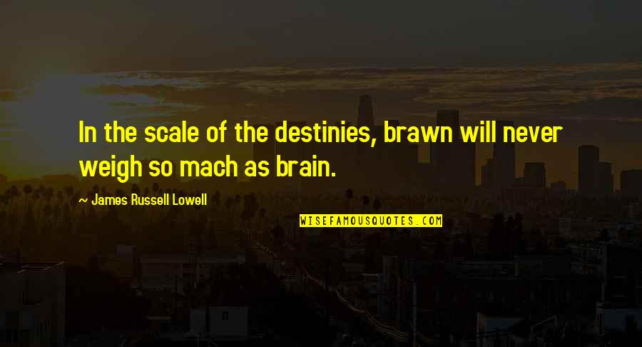 Cordelia Critical Quotes By James Russell Lowell: In the scale of the destinies, brawn will Cordelia Critical Quotes By James Russell Lowell: In the scale of the destinies, brawn will