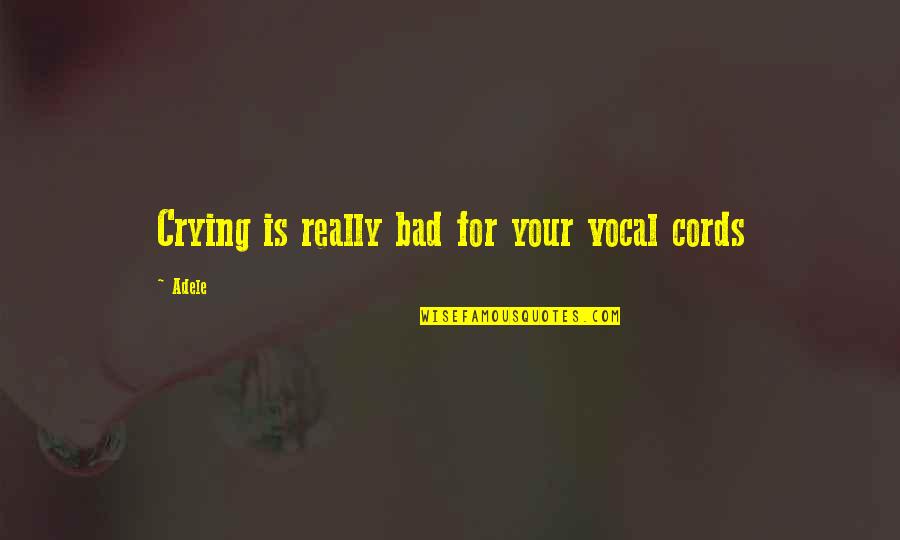 Cords Quotes By Adele: Crying is really bad for your vocal cords