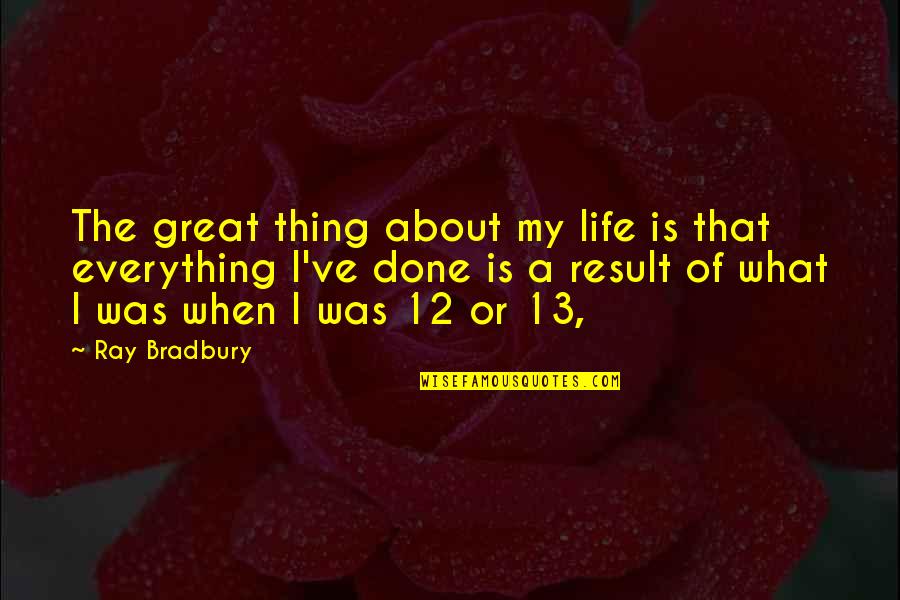 Coreene Quotes By Ray Bradbury: The great thing about my life is that