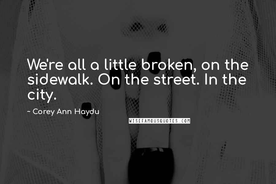 Corey Ann Haydu quotes: We're all a little broken, on the sidewalk. On the street. In the city.