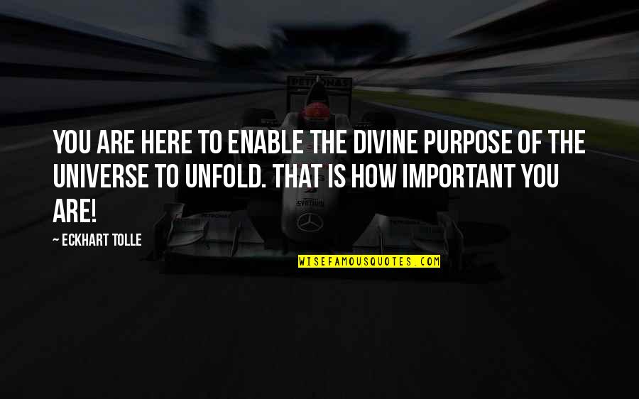 Corjay Quotes By Eckhart Tolle: You are here to enable the divine purpose