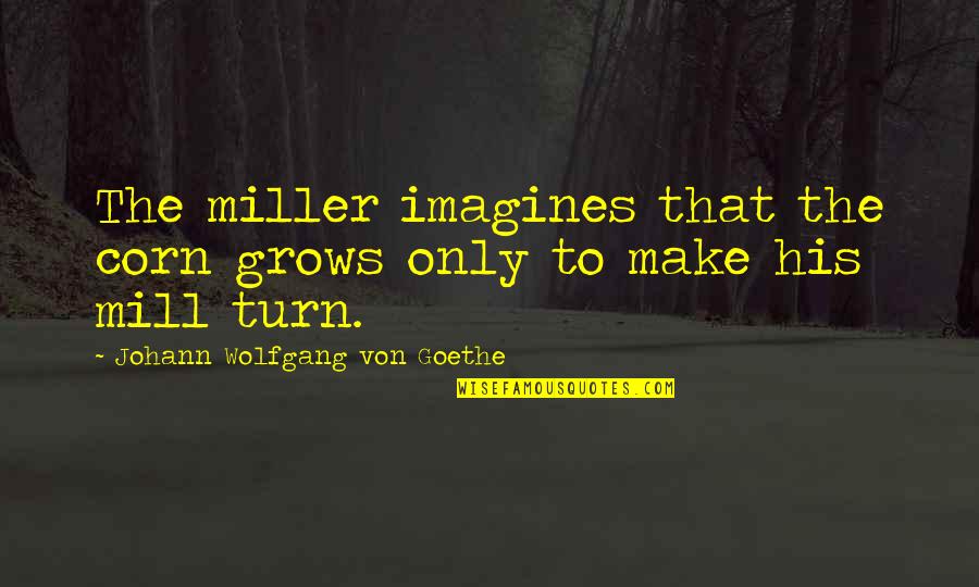 Corn Quotes By Johann Wolfgang Von Goethe: The miller imagines that the corn grows only