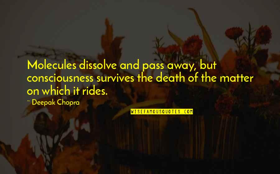 Corncob Toilet Quotes By Deepak Chopra: Molecules dissolve and pass away, but consciousness survives