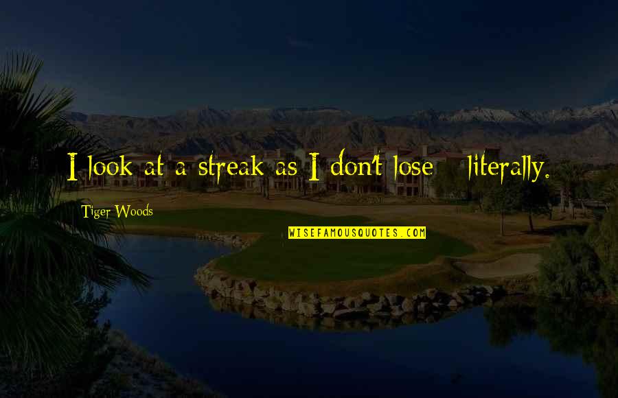 Cornelius Celsus Quotes By Tiger Woods: I look at a streak as I don't Cornelius Celsus Quotes By Tiger Woods: I look at a streak as I don't