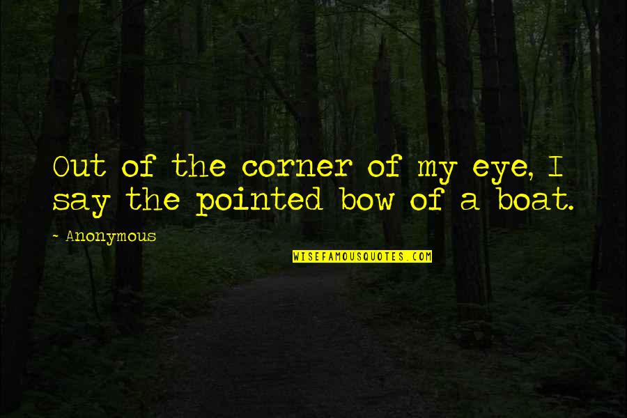 Corner Of Eye Quotes By Anonymous: Out of the corner of my eye, I