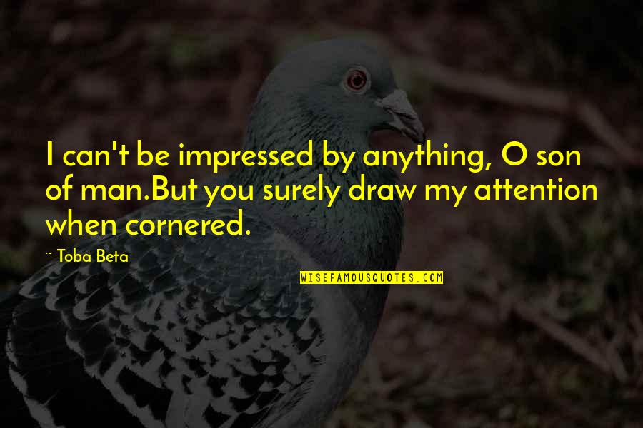 Cornered Man Quotes By Toba Beta: I can't be impressed by anything, O son