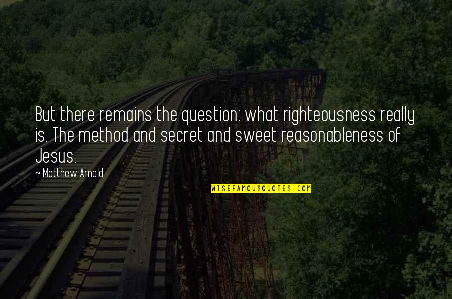 Cornillac Drome Quotes By Matthew Arnold: But there remains the question: what righteousness really