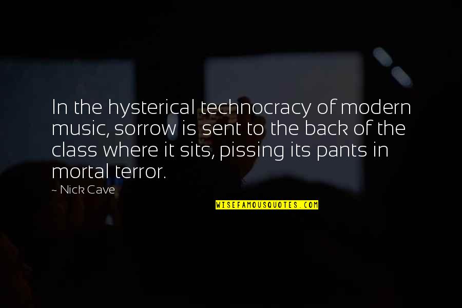 Cornu Quotes By Nick Cave: In the hysterical technocracy of modern music, sorrow
