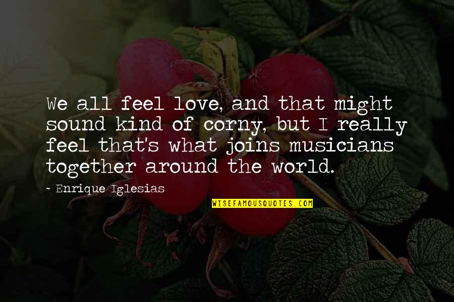 Corny Love Quotes By Enrique Iglesias: We all feel love, and that might sound