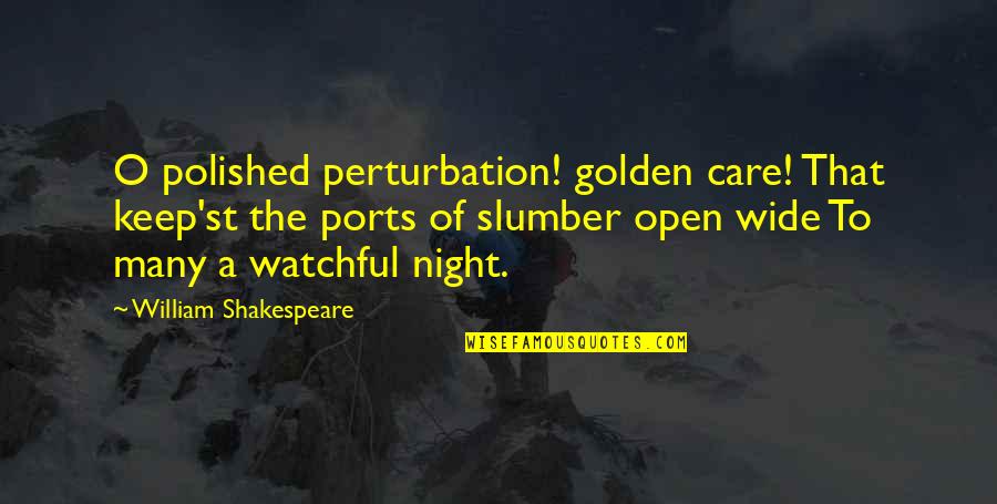 Corny Sweet Quotes By William Shakespeare: O polished perturbation! golden care! That keep'st the