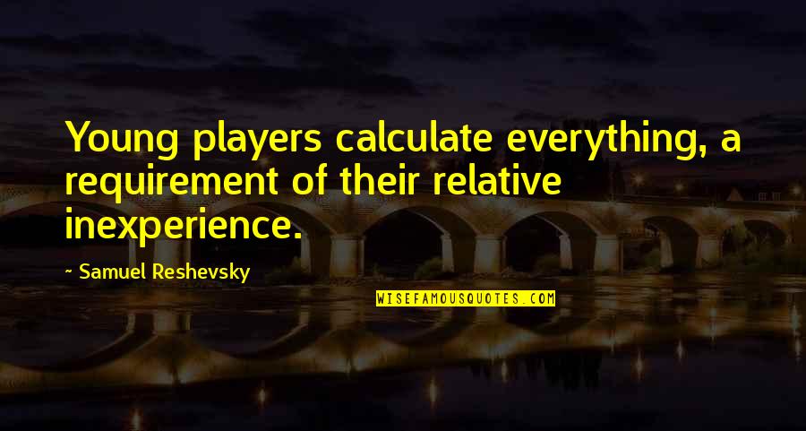 Corporate Training Motivational Quotes By Samuel Reshevsky: Young players calculate everything, a requirement of their