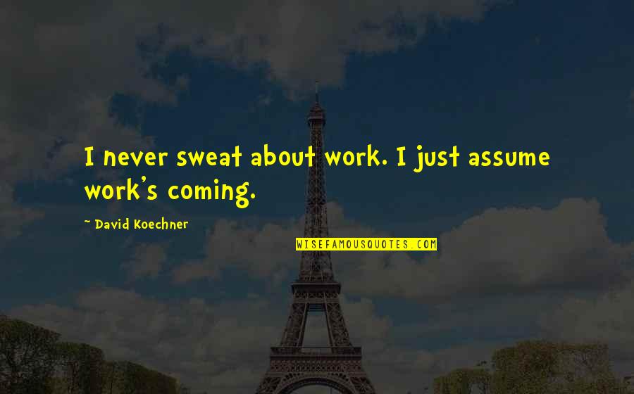 Correr Ou Morrer Quotes By David Koechner: I never sweat about work. I just assume