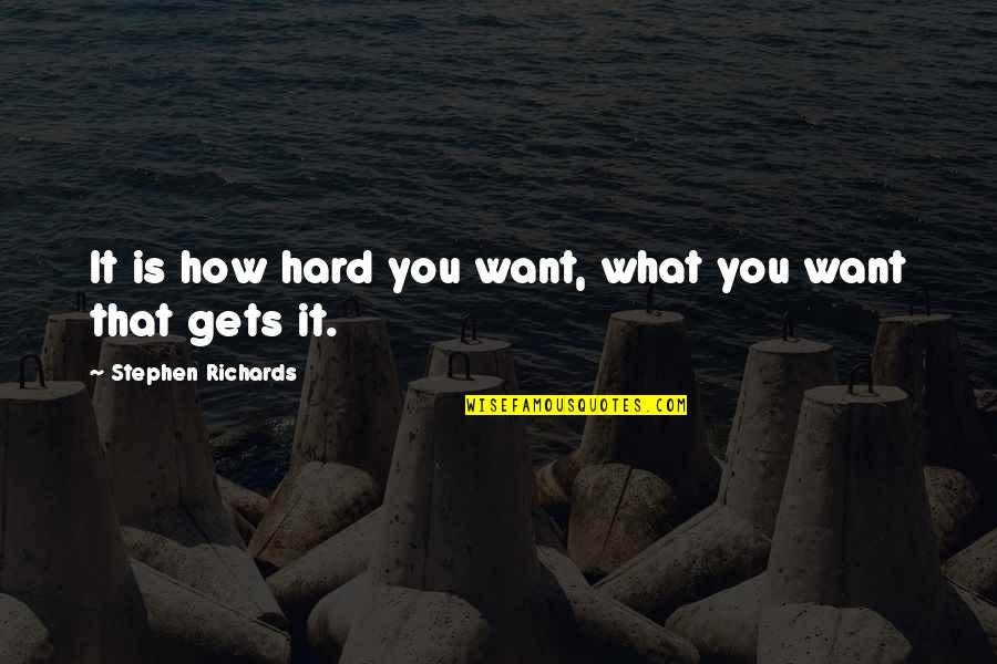 Corresponded Quotes By Stephen Richards: It is how hard you want, what you
