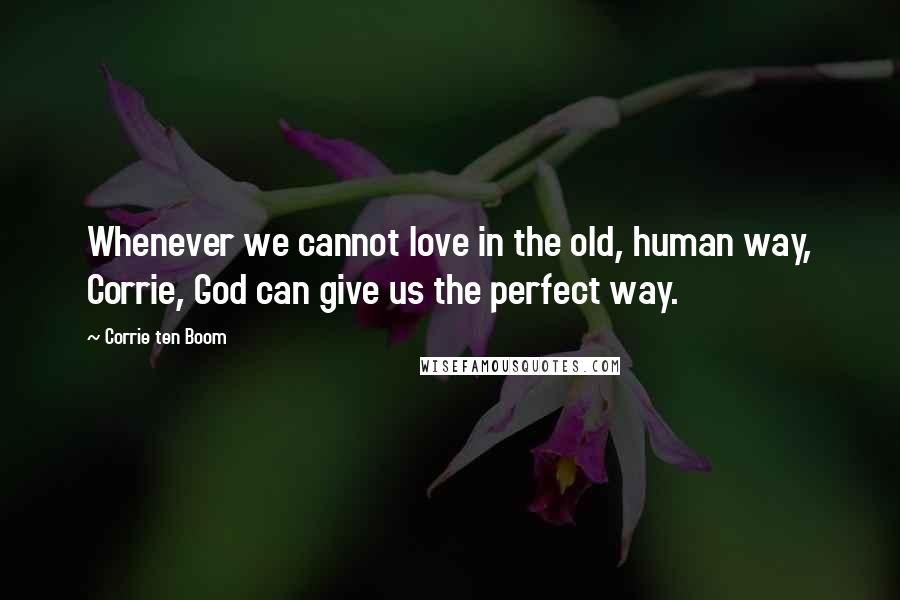 Corrie Ten Boom quotes: Whenever we cannot love in the old, human way, Corrie, God can give us the perfect way.
