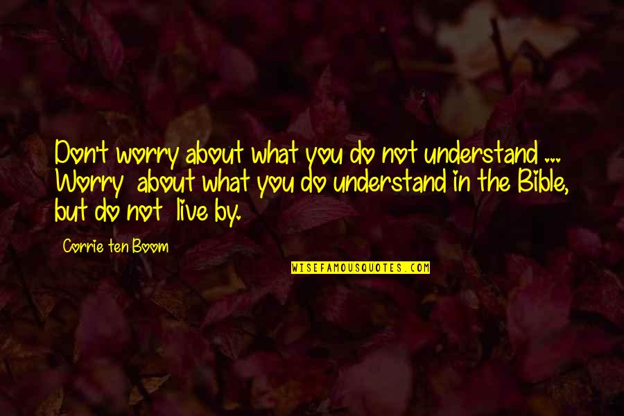 Corrie Ten Boom's Quotes By Corrie Ten Boom: Don't worry about what you do not understand