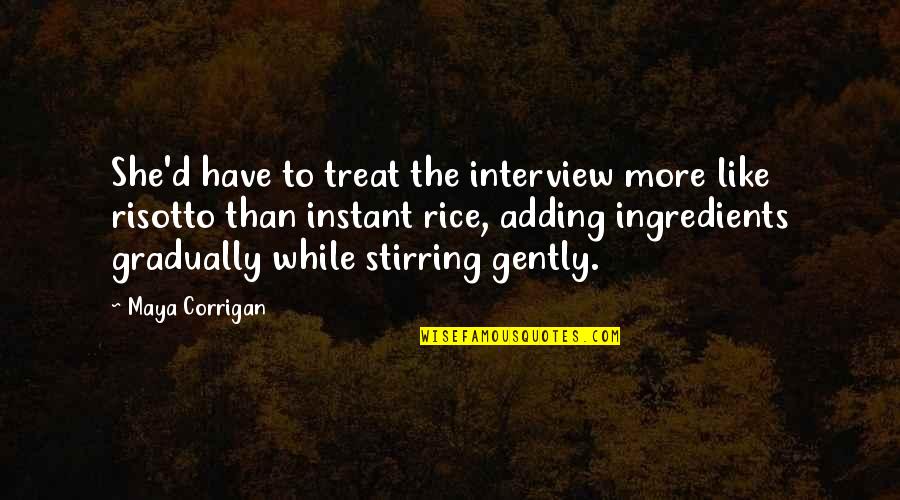 Corrigan Quotes By Maya Corrigan: She'd have to treat the interview more like