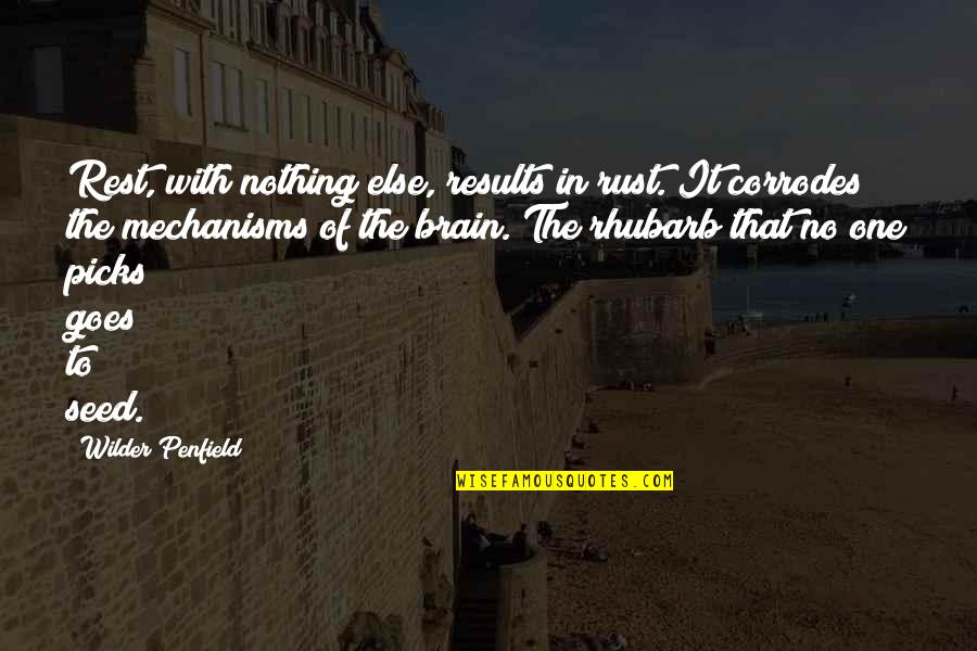 Corrodes Quotes By Wilder Penfield: Rest, with nothing else, results in rust. It