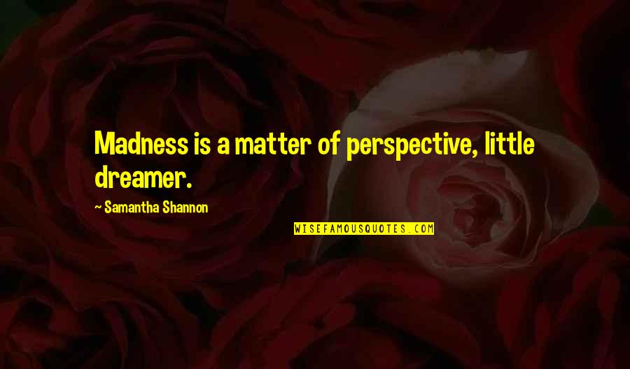 Corrosivo Simbolo Quotes By Samantha Shannon: Madness is a matter of perspective, little dreamer.