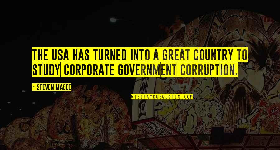 Corruption In Government Quotes By Steven Magee: The USA has turned into a great country