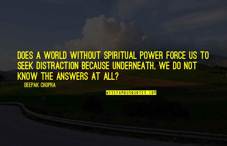 Corsive Quotes By Deepak Chopra: Does a world without spiritual power force us